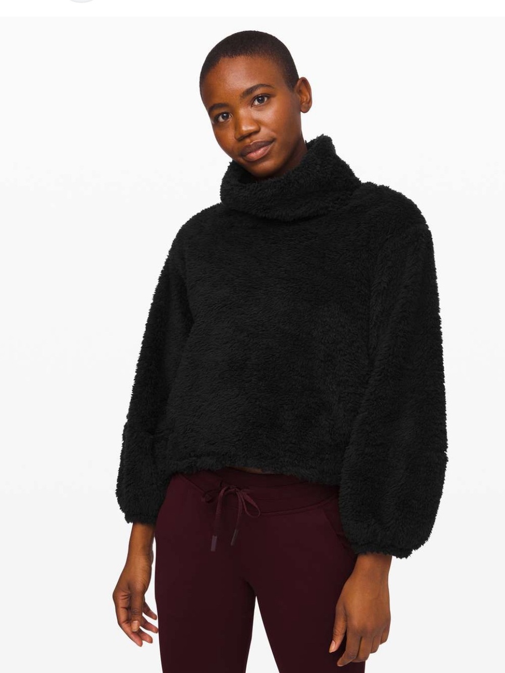 Lululemon Warmth Restore Pullover Cozy Black Plush Funnel-Neck Sweater XL/XXL